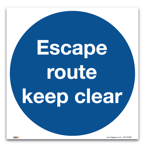 Escape Route Keep Clear Health And Safety Fire Safety Signs Safety Sign