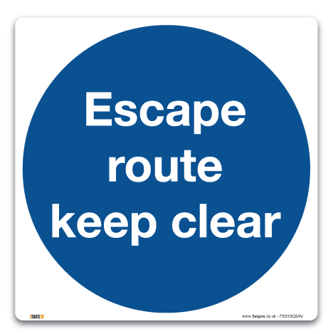 Escape Route Keep Clear Health And Safety Fire Safety Signs Safety Sign