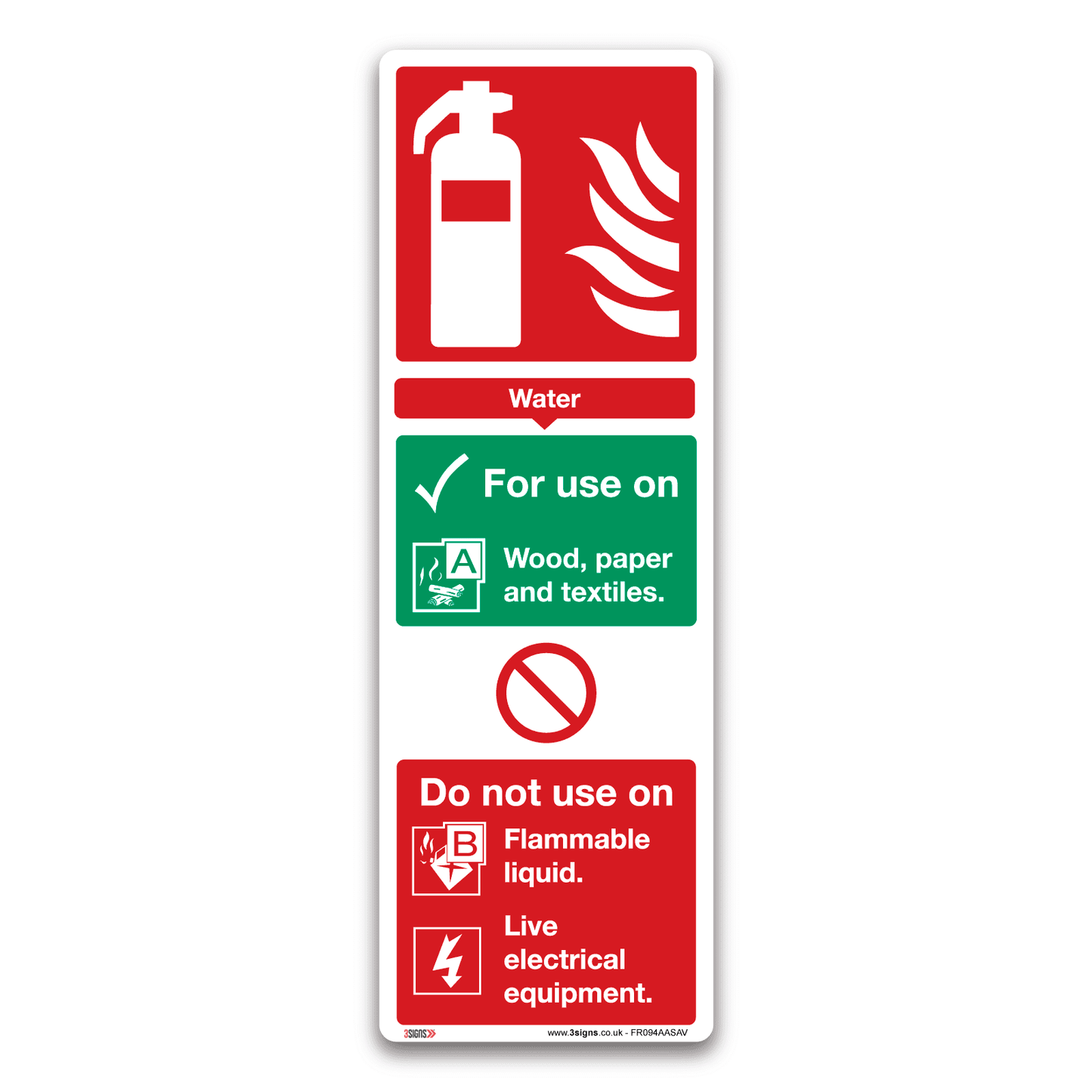 Water Fire Extinguisher Safety Sign