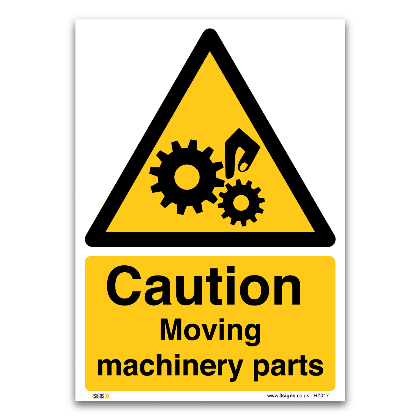 Caution Moving Machinery Parts Safety Sign