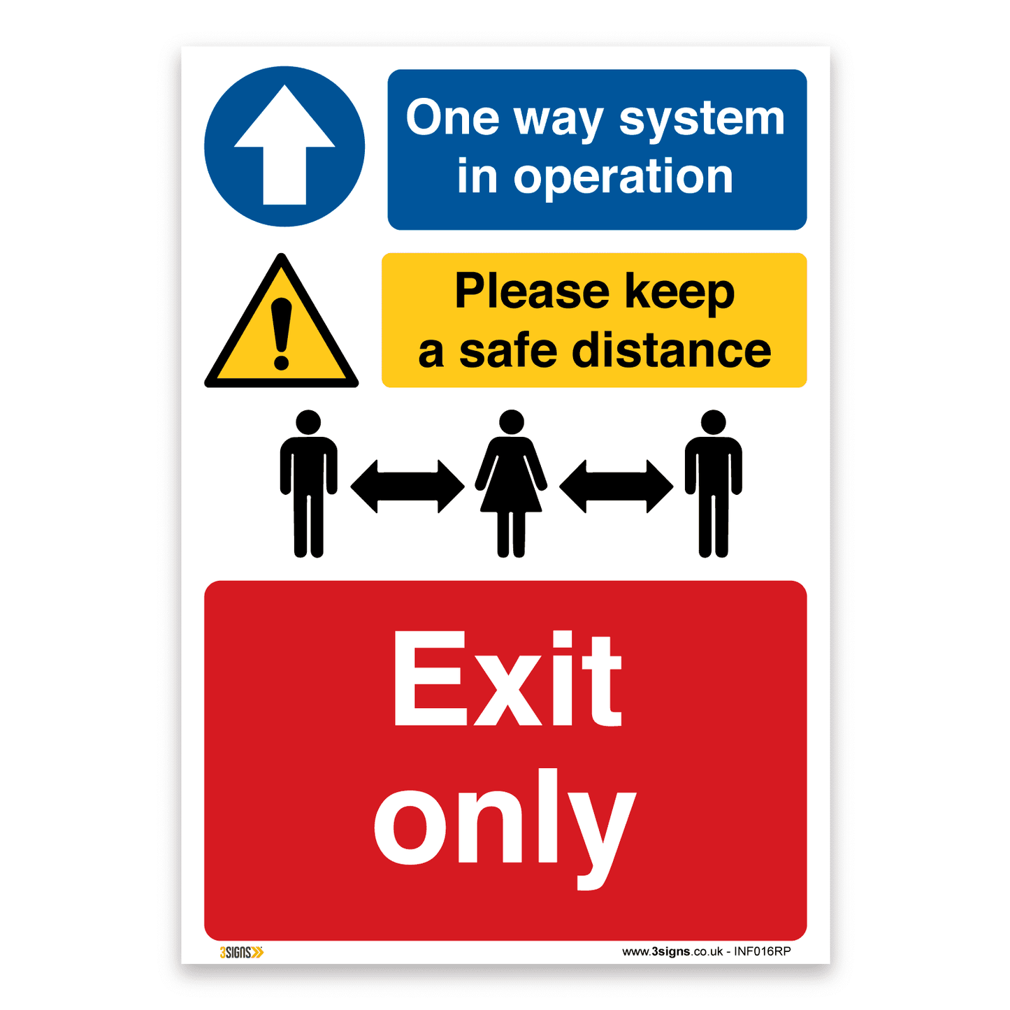 Exit only, One way system in operation Sign, Mandatory Safety Hygiene Sign