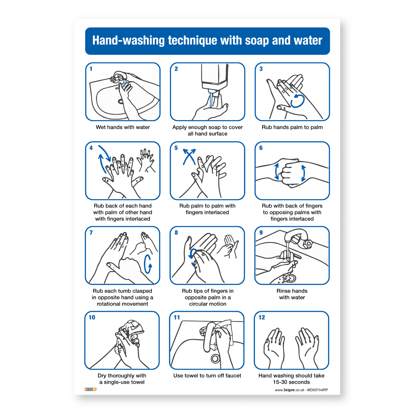 Hand Washing Technique Safety Sign