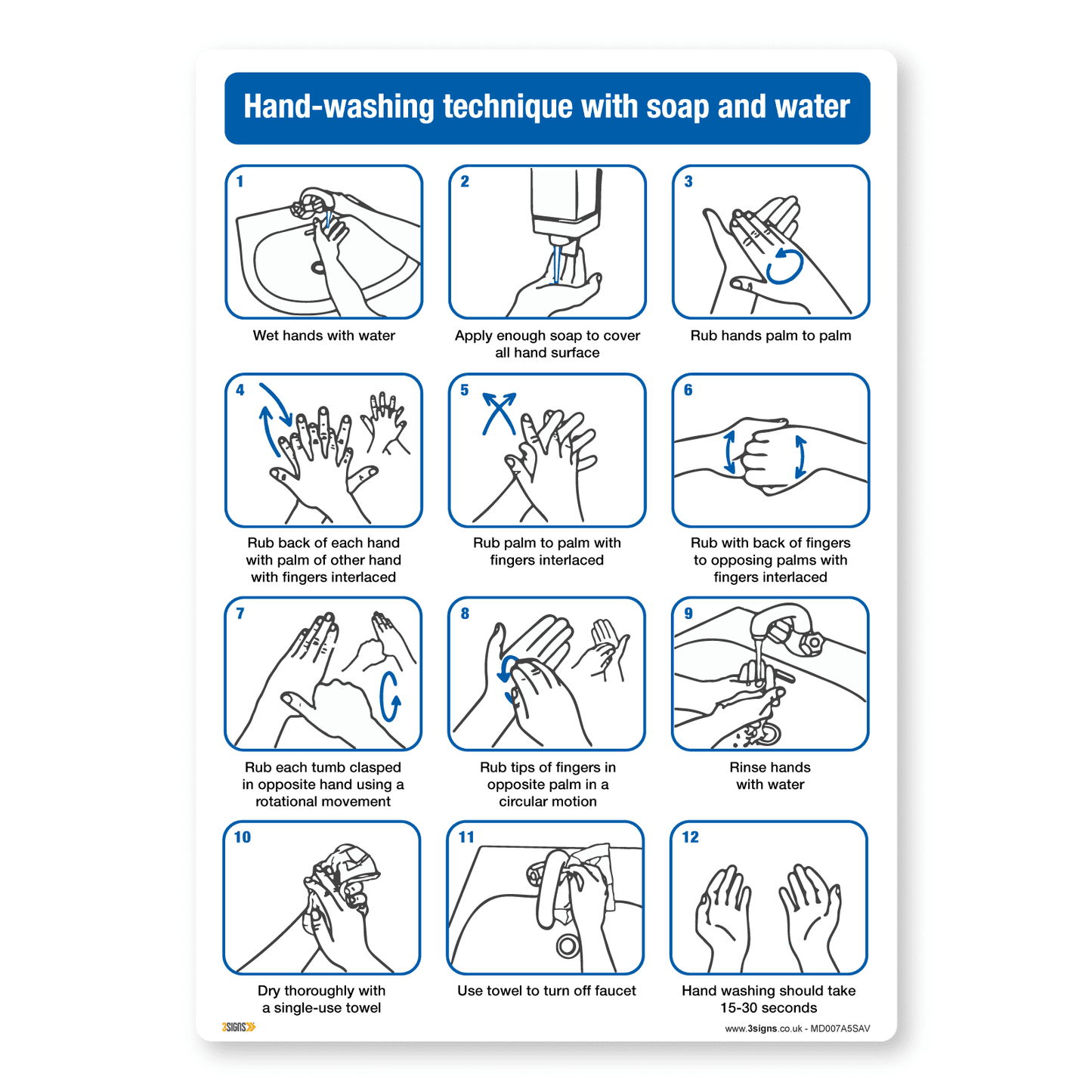Hand Washing Technique Safety Sign