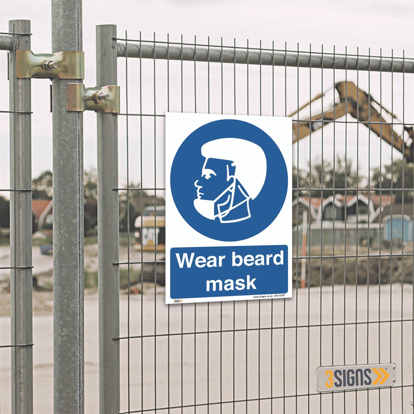 Wear beard mask Sign, Health and Safety Mandatory PPE signs