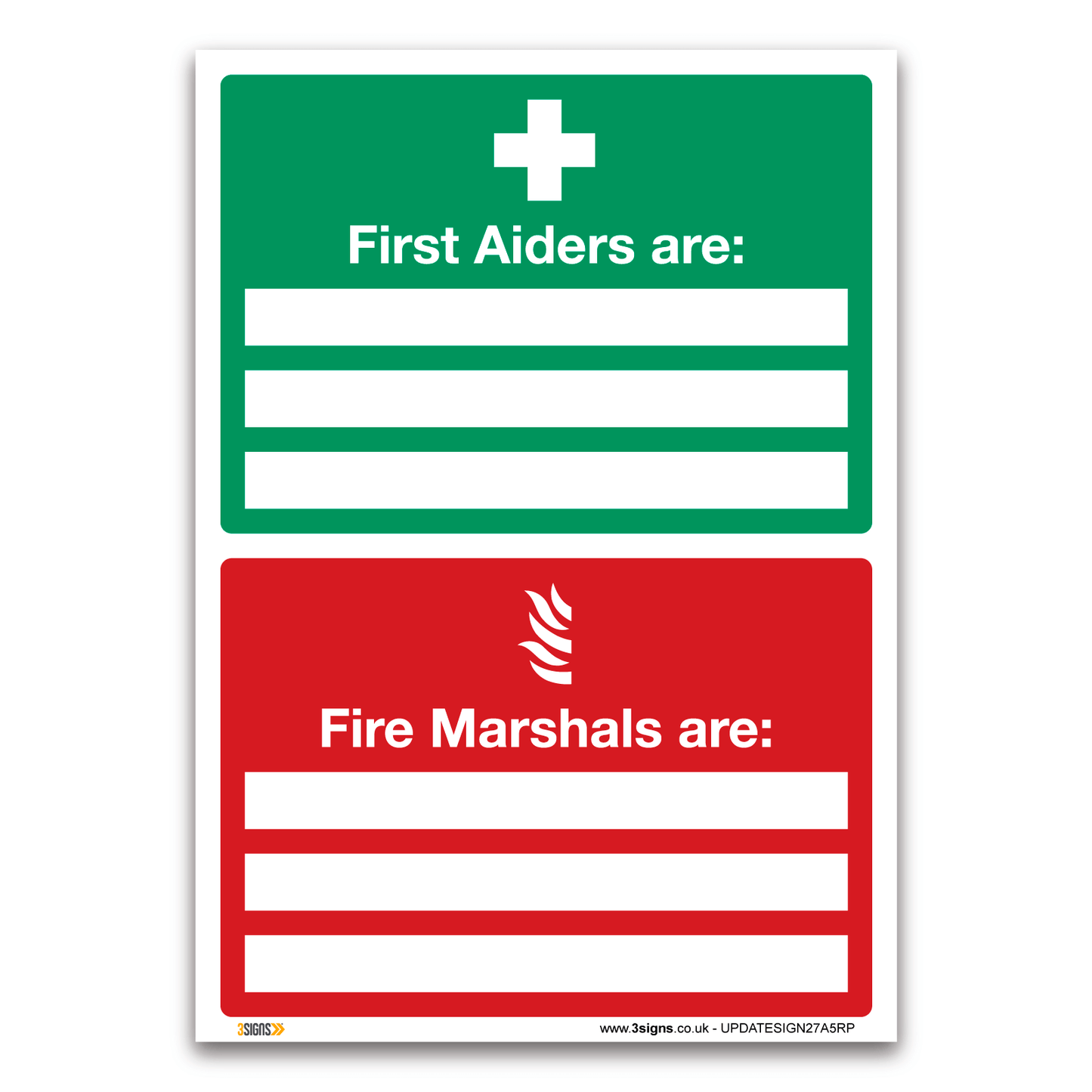 First Aiders Are Fire Marshals Are Safety Sign