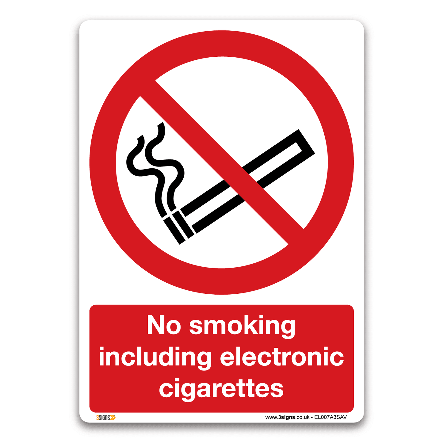 No Smoking Including Electronic Cigarettes Safety Sign