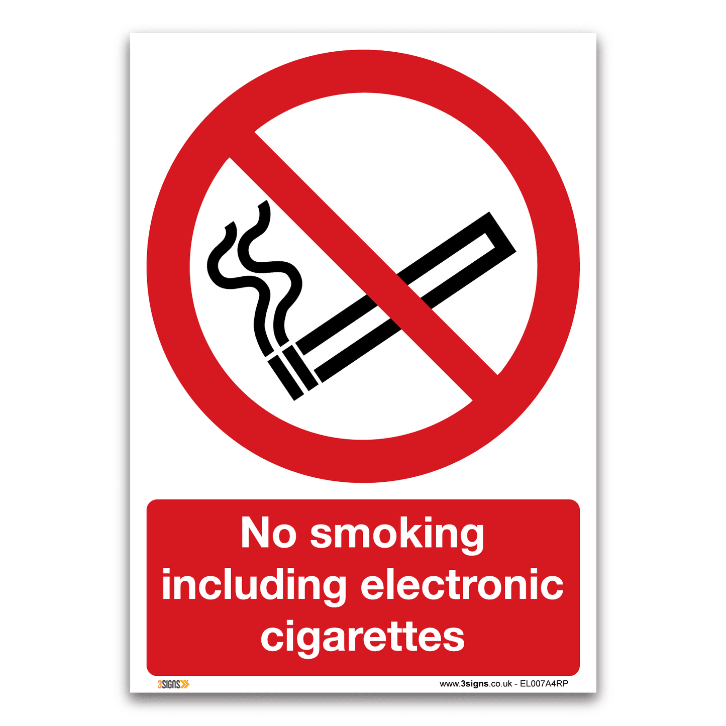 No Smoking Including Electronic Cigarettes Safety Sign