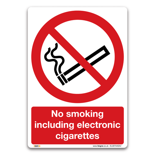 No Smoking Including Electronic Cigarettes Safety Sign