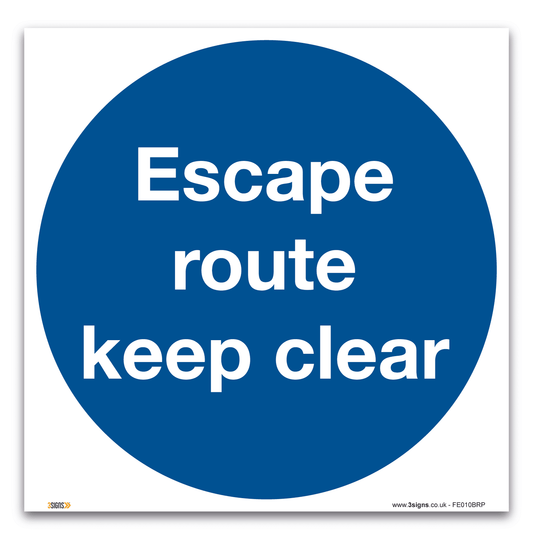 Escape Route Keep Clear Health And Safety Fire Safety Signs Safety Sign