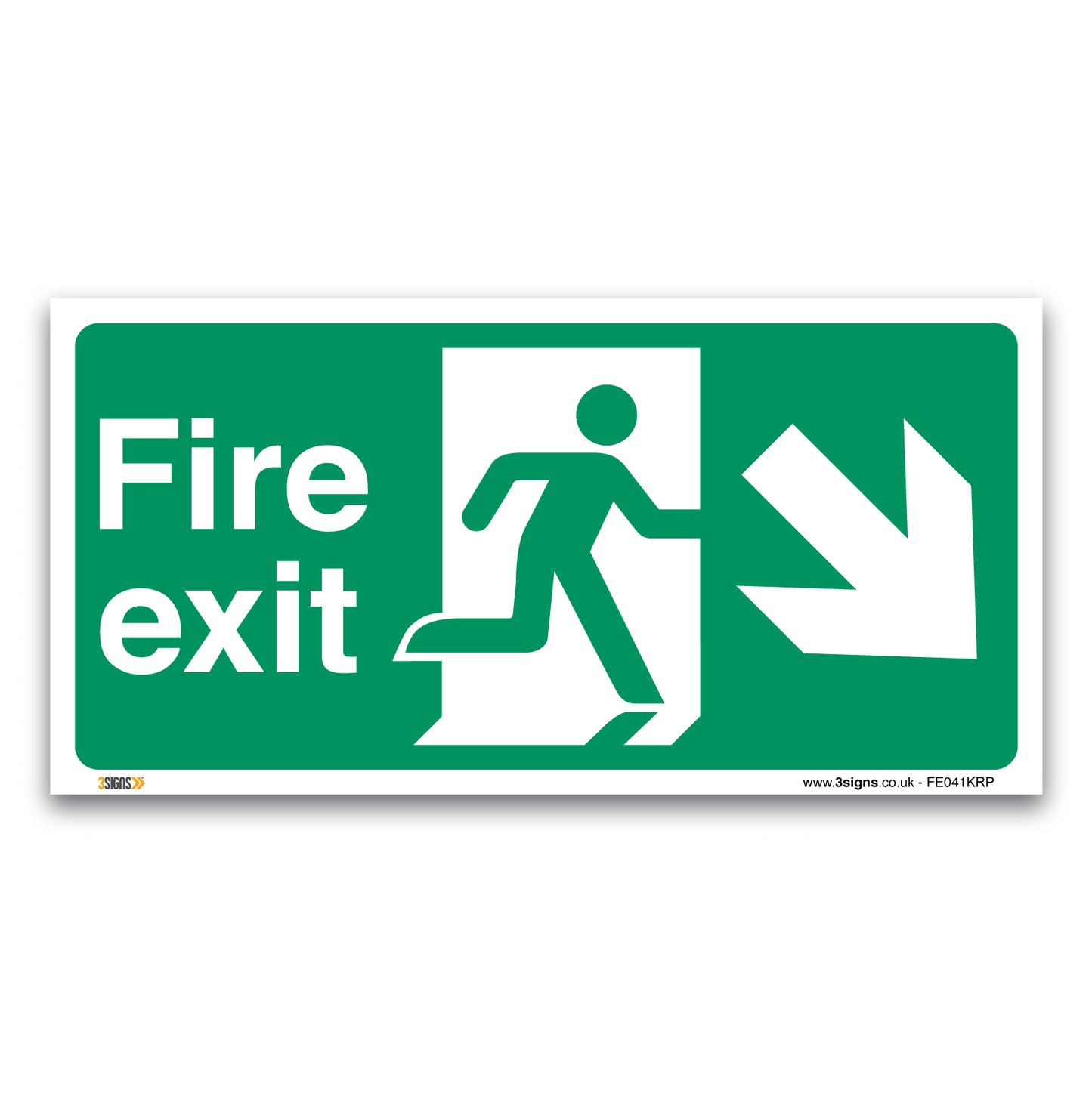 Fire Exit Arrow Right Down Safety Sign