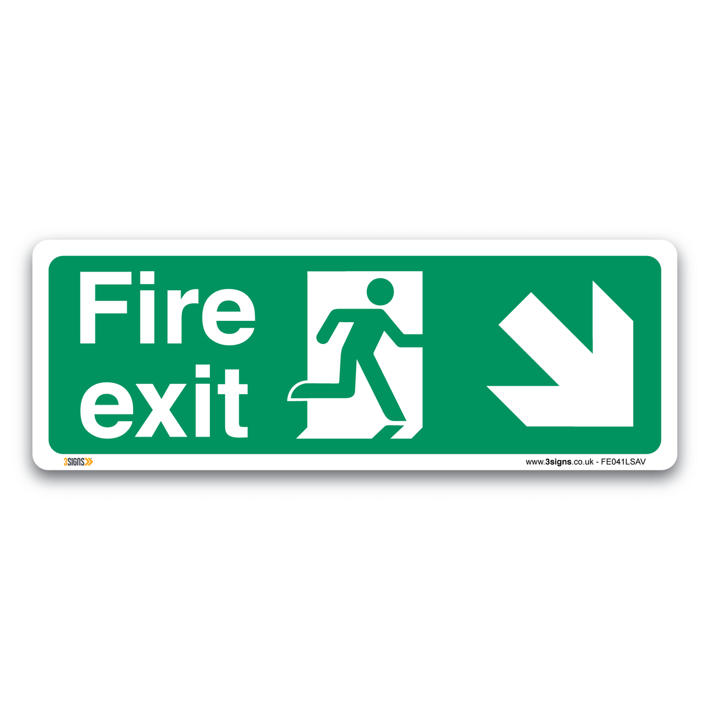 Fire Exit Arrow Right Down Safety Sign