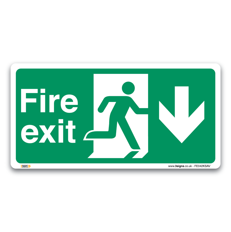 Fire Exit Arrow Down Safety Sign