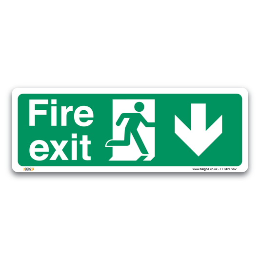 Fire Exit Arrow Down Safety Sign