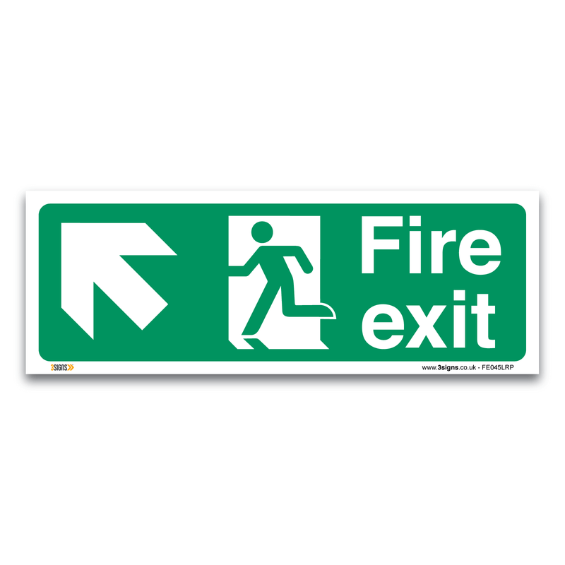 Fire Exit Arrow Left Up Safety Sign