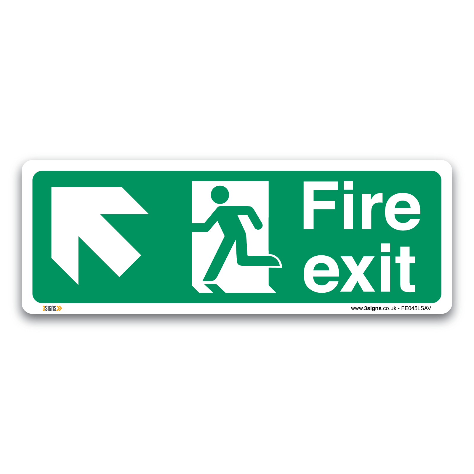 Fire Exit Arrow Left Up Safety Sign | Fire Exit Sign ISO 7010 | F — 3 ...