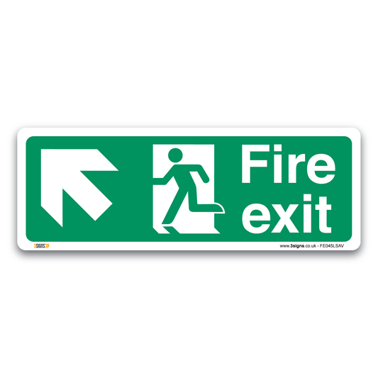 Fire Exit Arrow Left Up Safety Sign