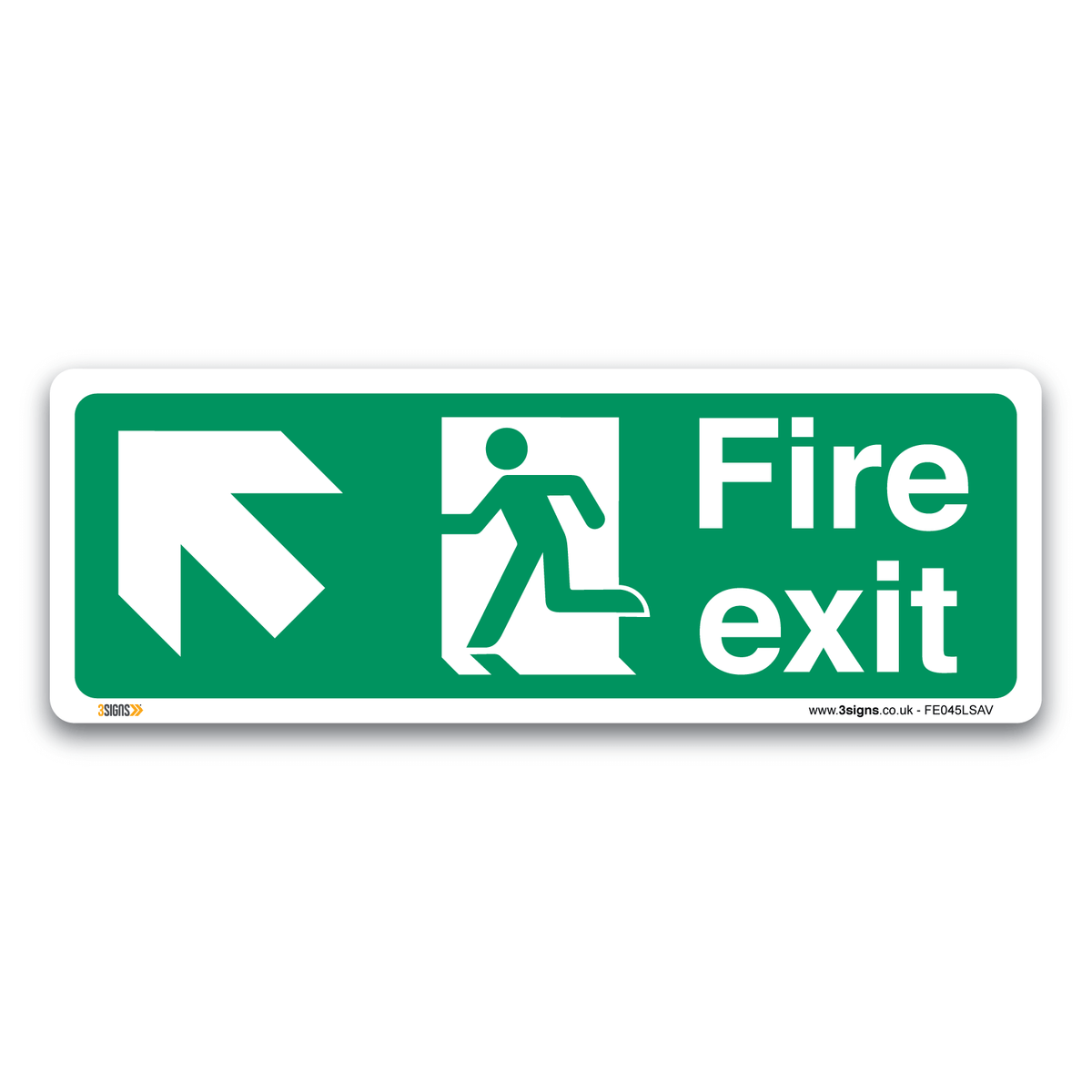 Fire Exit Arrow Left Up Safety Sign | Fire Exit Sign ISO 7010 | F — 3 Signs