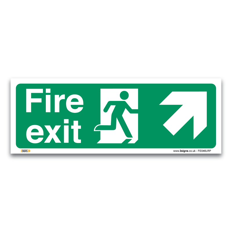 Fire Exit Arrow Right Up Safety Sign