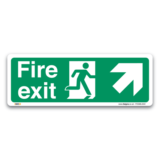 Fire Exit Arrow Right Up Safety Sign