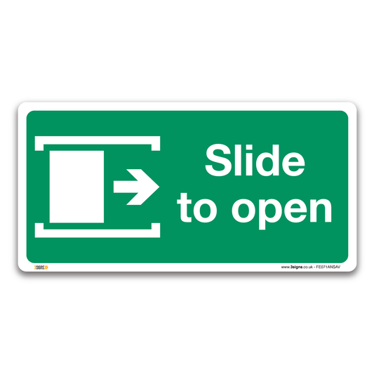 Slide To Open Right Safety Sign