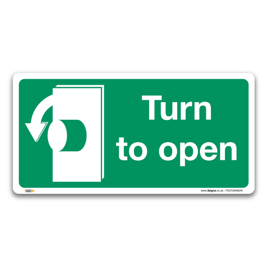 Turn To Open Anti Clockwise Safety Sign