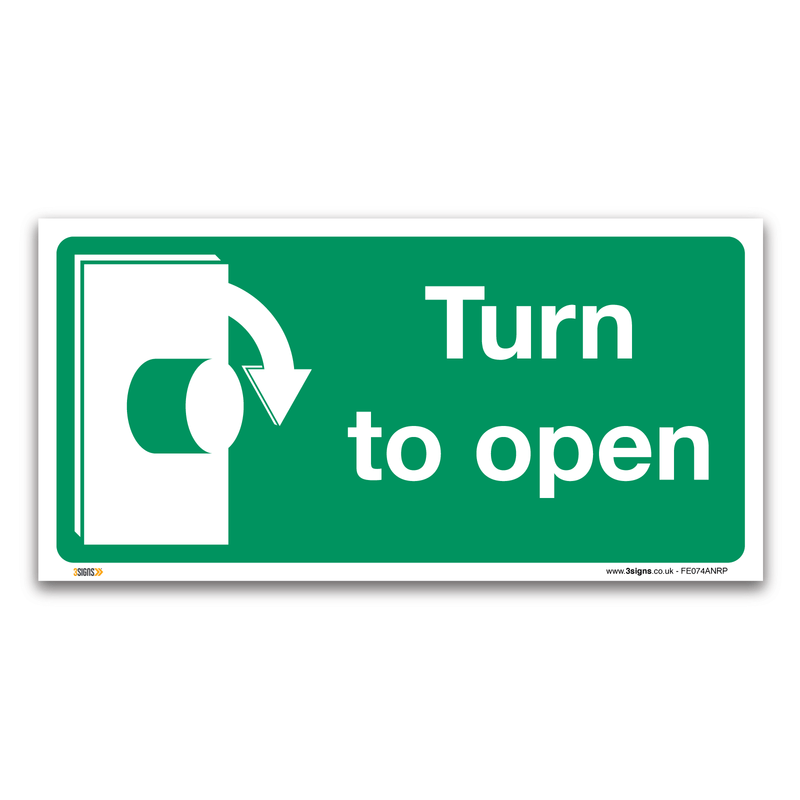 Turn To Open Clockwise Safety Sign