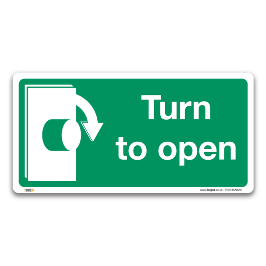 Turn To Open Clockwise Safety Sign