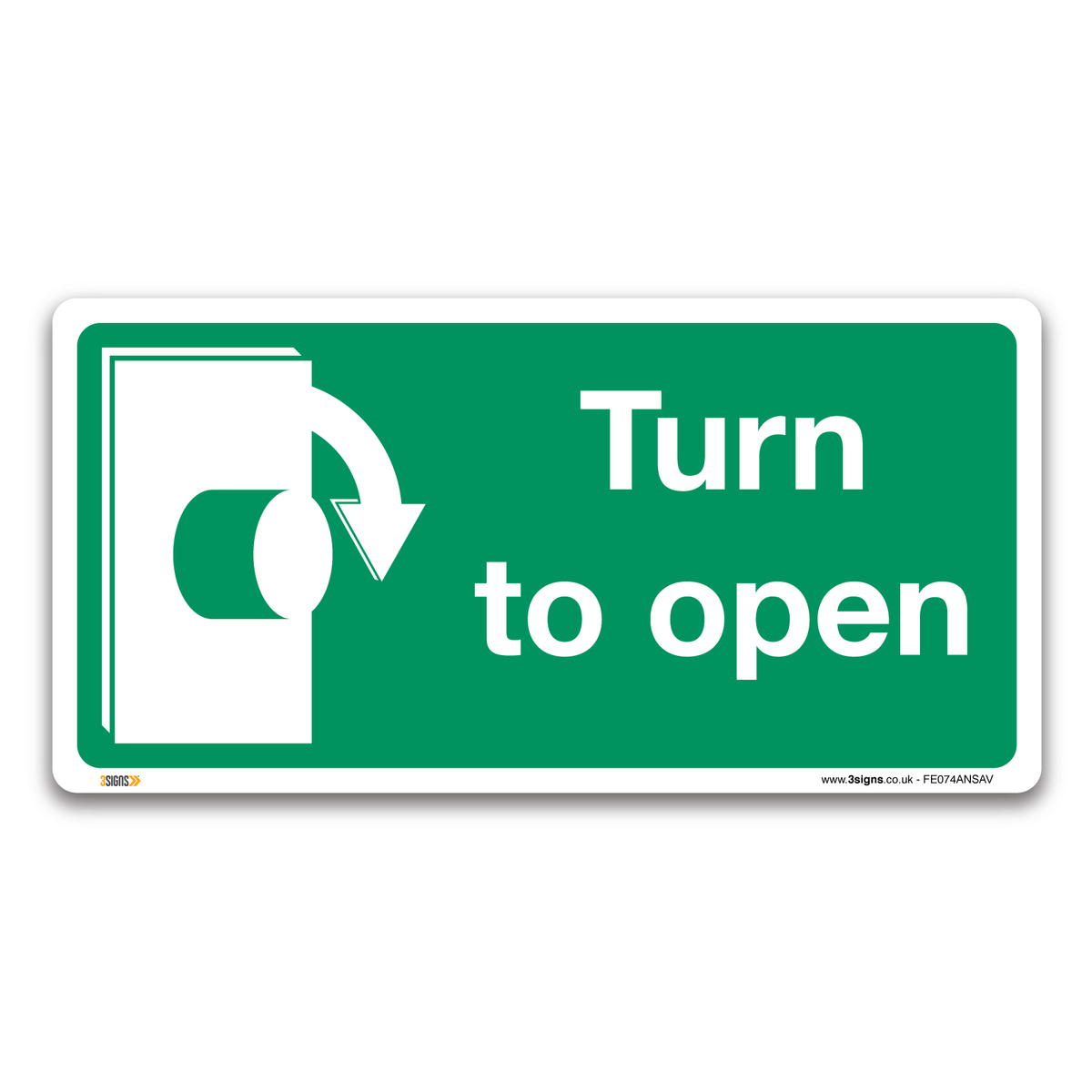 Turn To Open Clockwise Safety Sign | Workplace Safety Sign ISO 70 — 3 Signs