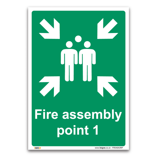 Fire Assembly Point 1 Safety Sign Health And Safety Fire Action Signs