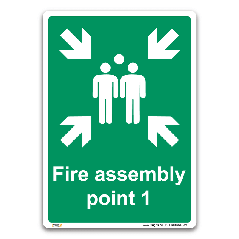 Fire Assembly Point 1 Safety Sign Health And Safety Fire Action Signs