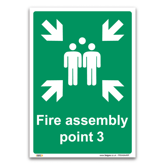 Fire Assembly Point 3 Safety Sign Health And Safety Fire Action Signs