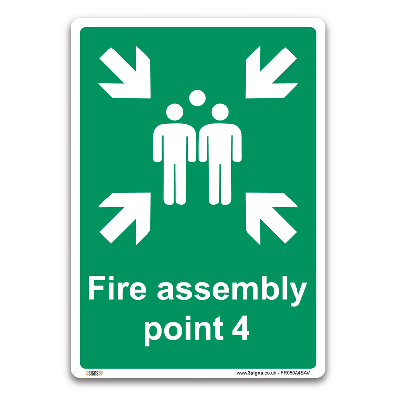 Fire Assembly Point 4 Safety Sign Health And Safety Fire Action Signs