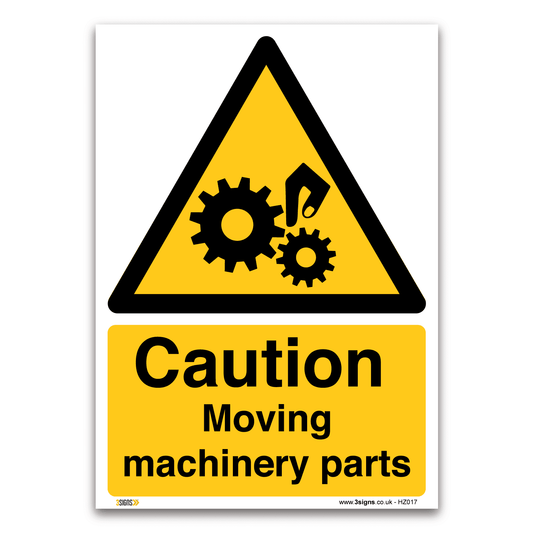 Caution Moving Machinery Parts Safety Sign