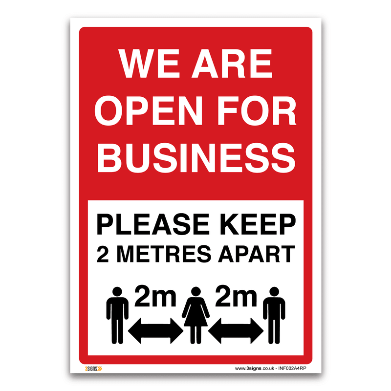 We Are Open For Business Safety Sign