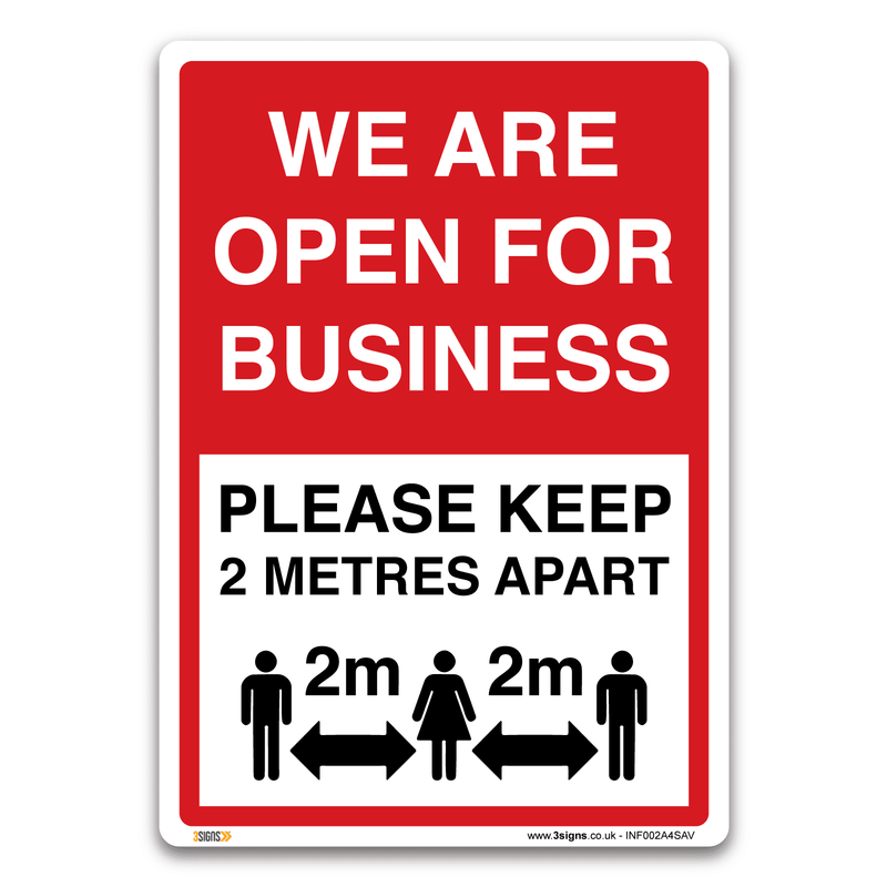 We Are Open For Business Safety Sign