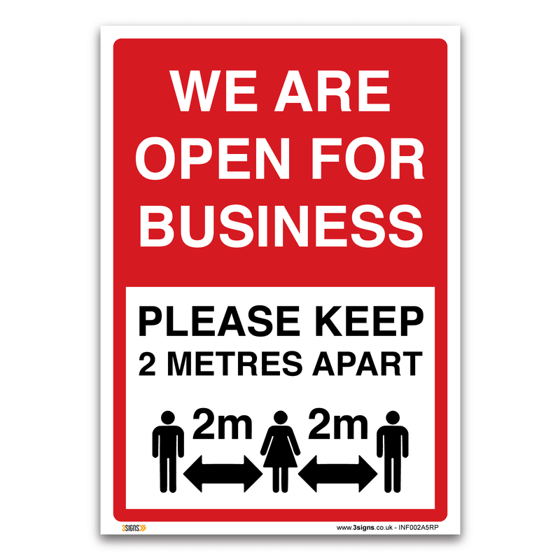 We Are Open For Business Safety Sign