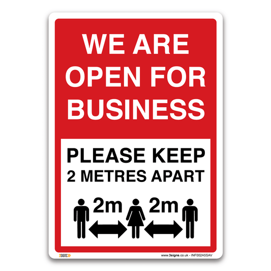 We Are Open For Business Safety Sign
