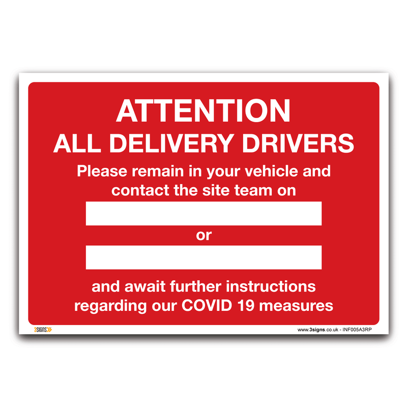 Attention All Delivery Drivers Safety Sign
