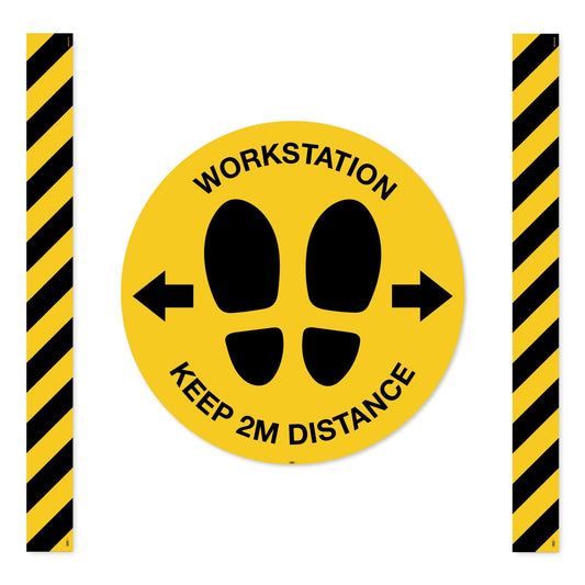 Workstation Keep 2M Distance Floor Signs Safety Sign