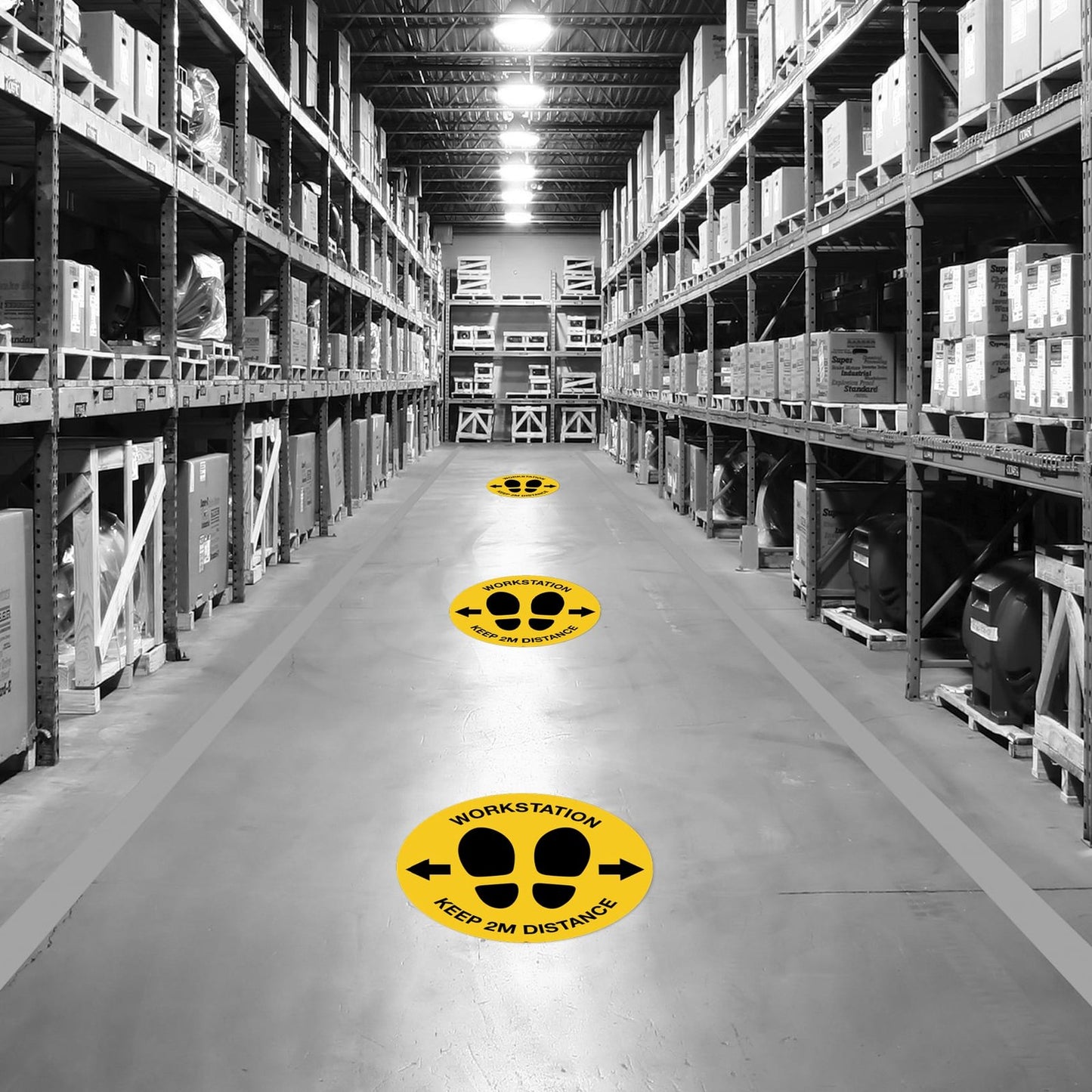 Workstation Keep 2M Distance Floor Signs Safety Sign