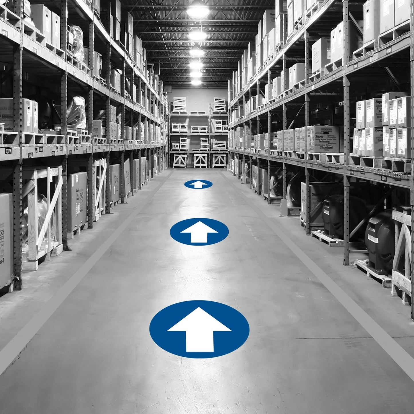Blue Arrow Safety Sign Floor Safety Markers Anti Slip