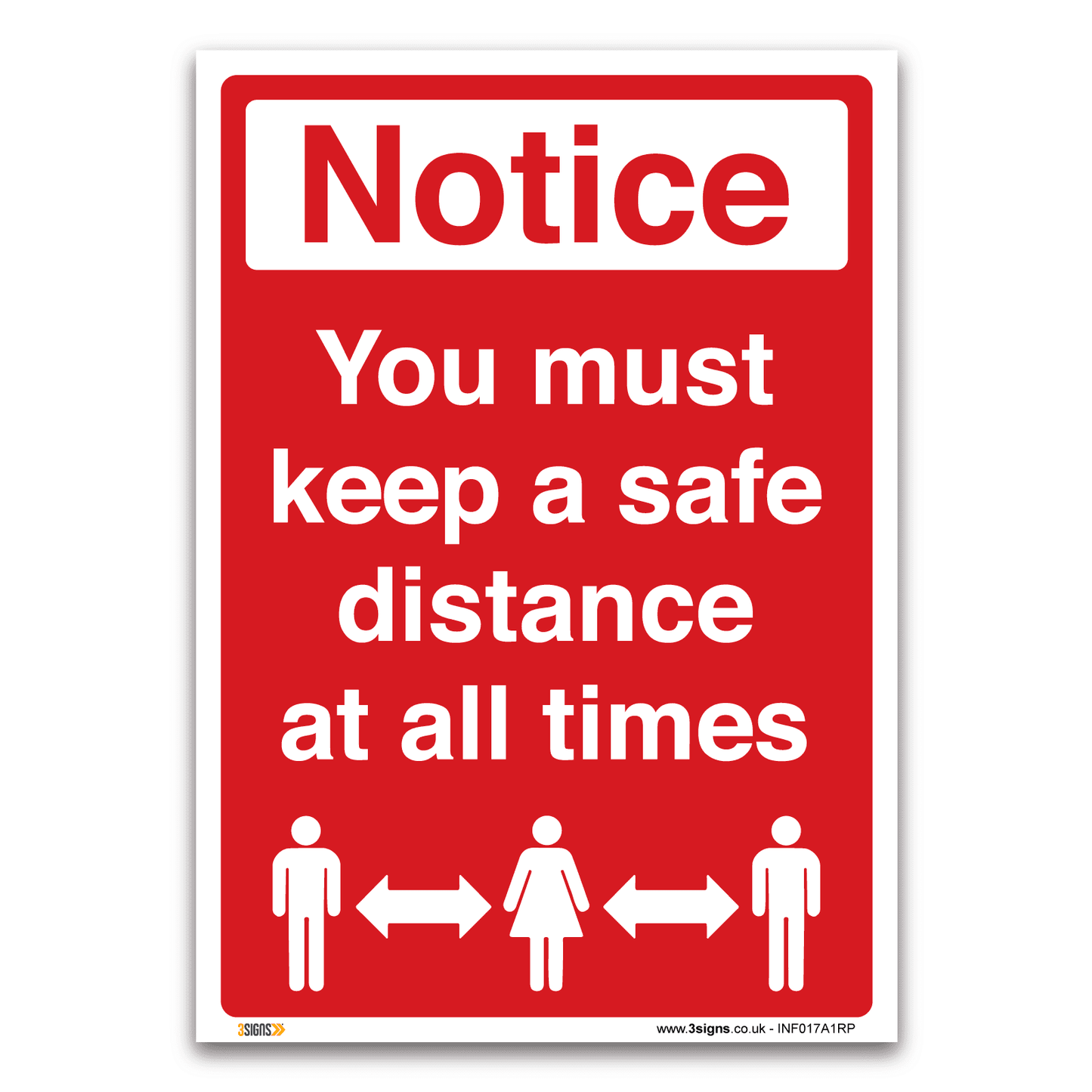Notice You must keep a safe distance Sign, Virus Protection Safety Sign