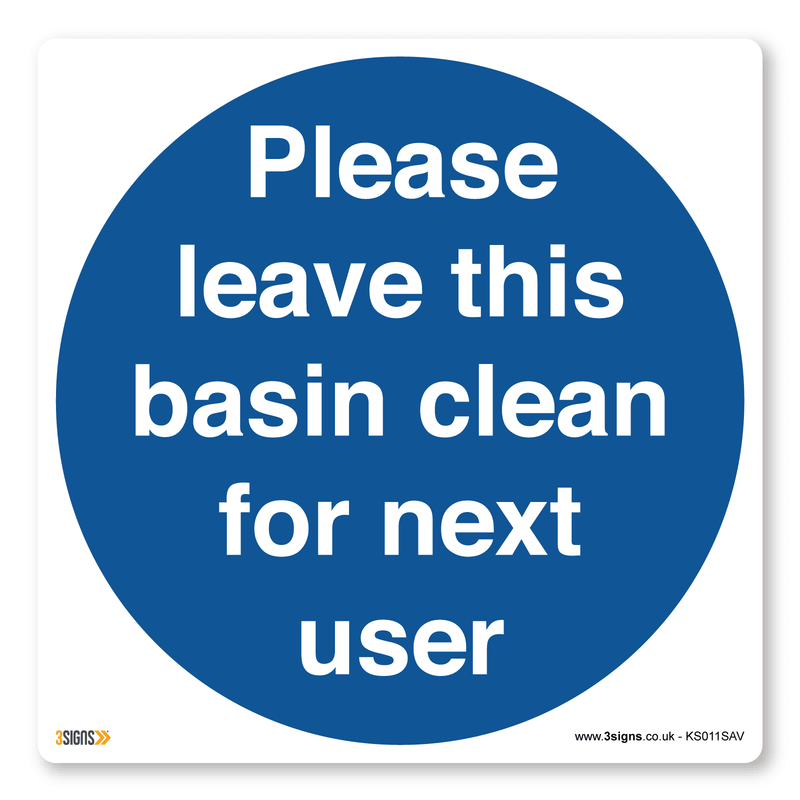 Please Leave Basin Clean Kitchen Safety Sign