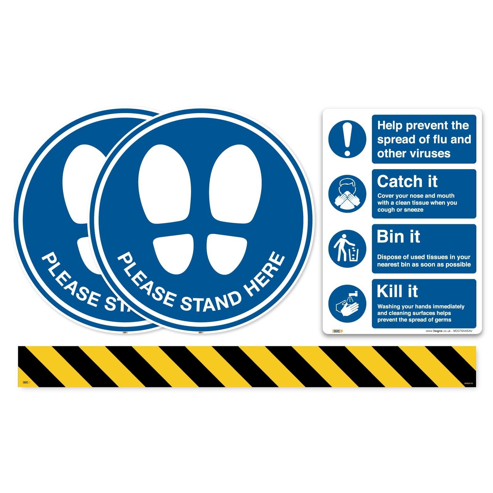 Pack of Social distancing practices for work, Floor Safety Markers, An ...