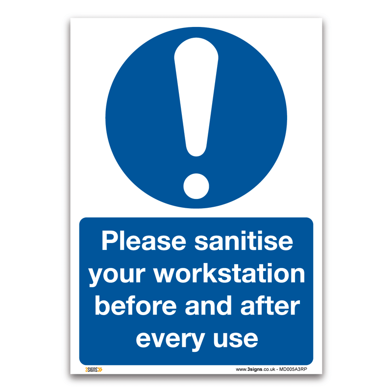 Please Sanitise Your Workstation Sticker Safety Sign