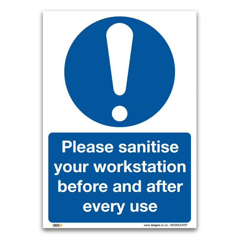 Please Sanitise Your Workstation Sticker Safety Sign