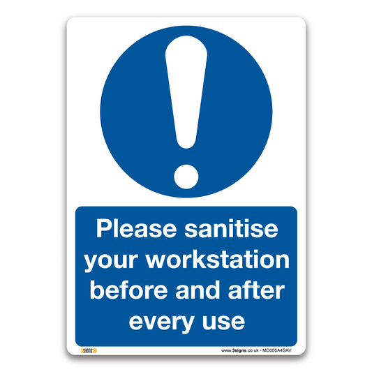 Please Sanitise Your Workstation Sticker Safety Sign