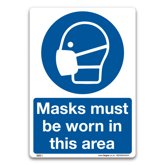 Face Masks Must Be Worn In This Area Safety Sign