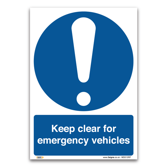 Keep Clear For Emergency Vehicles Safety Sign