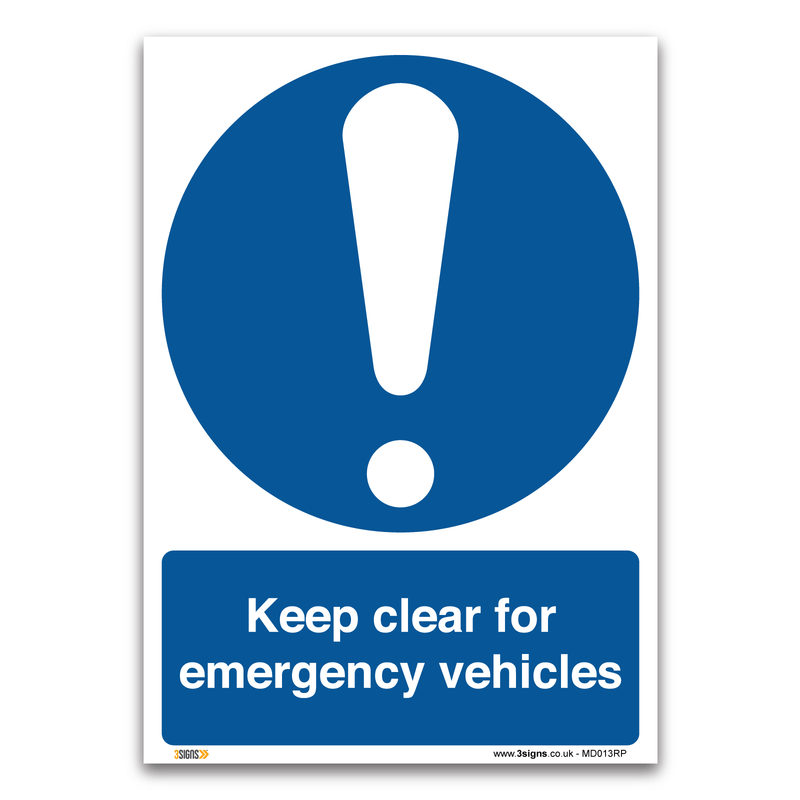 Keep Clear For Emergency Vehicles Safety Sign